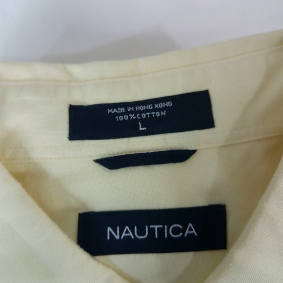 Nautica Yellow Button Down Men's Dress Shirt L - Picture 3 of 7